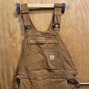 Carhartt Tan Overalls with Front Zipper Pocket
